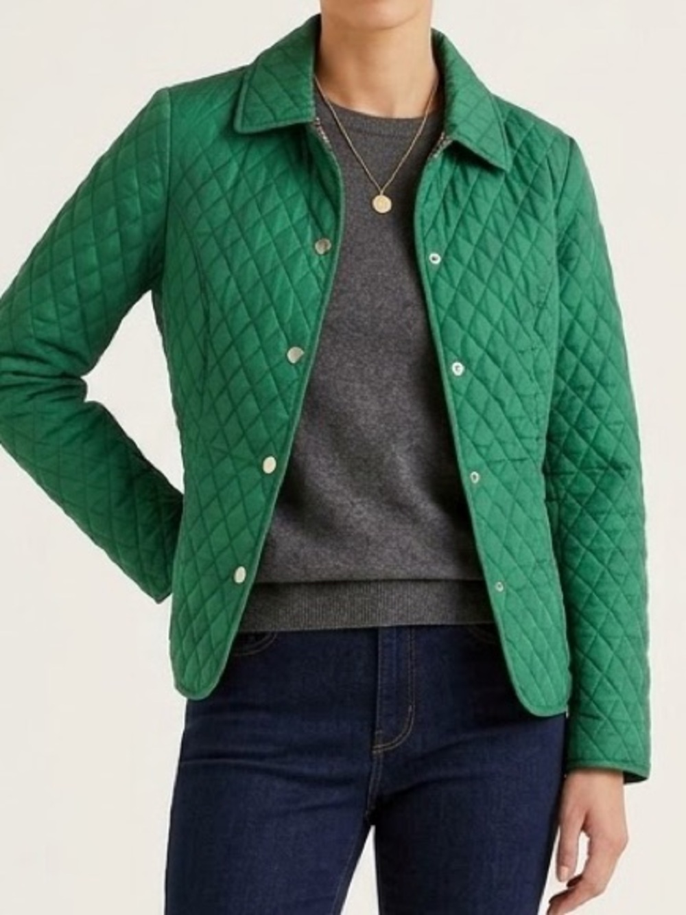 Briggs New York Emerald Green Quilted Snap up Bomber Jacket